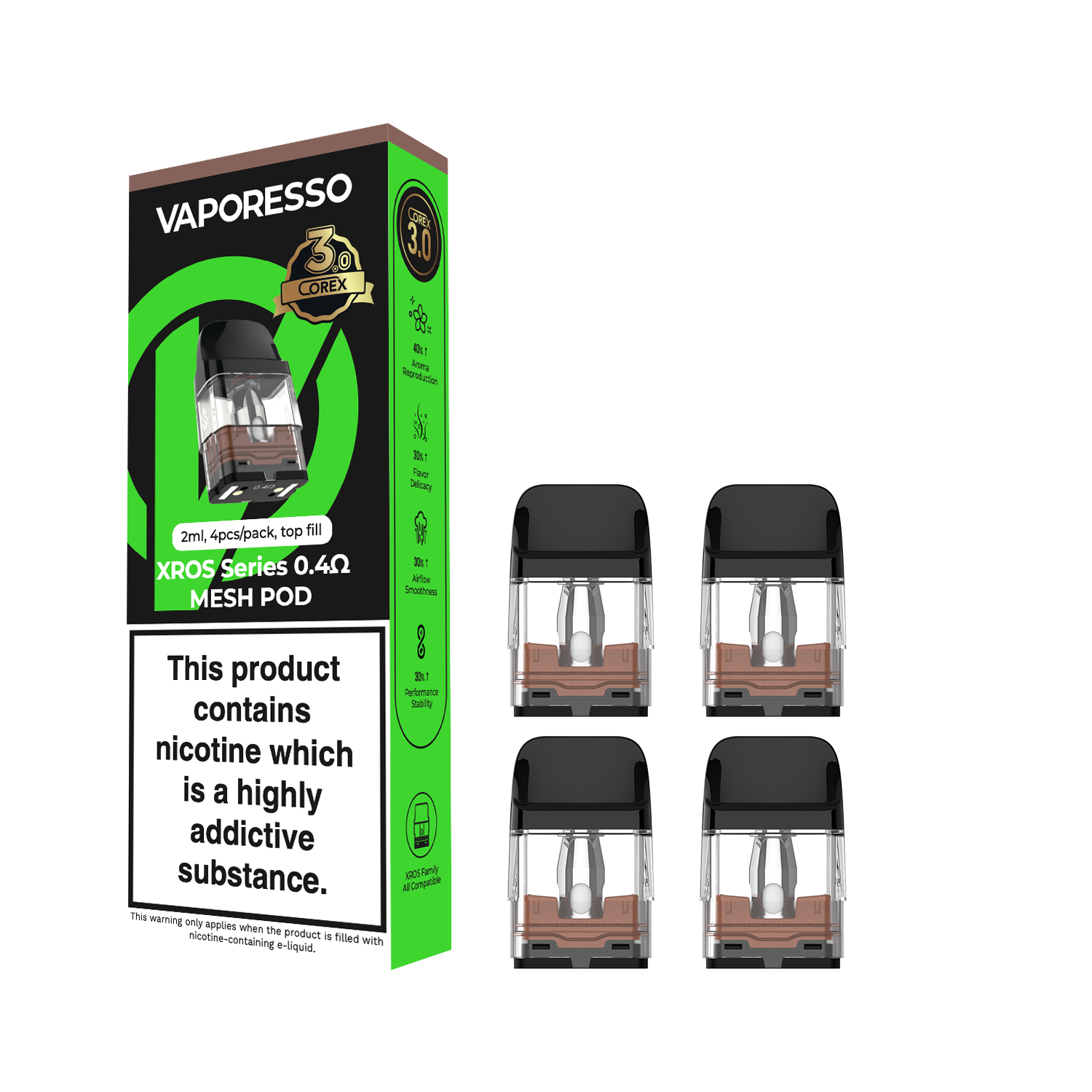 Xros Series Corex 3.0 Top Fill Mesh Pod 0.4oHms