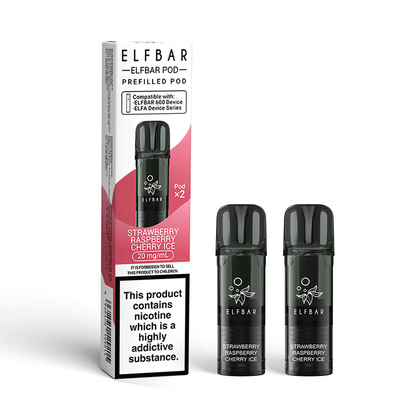 Elf Bar 600 Prefilled Pods | Strawberry Raspberry Cherry Ice