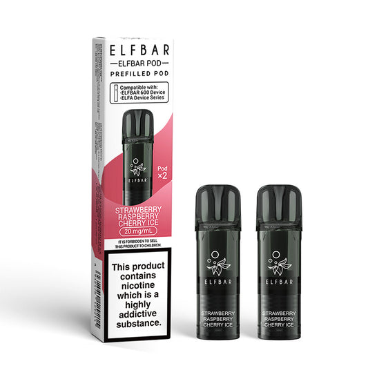 Elf Bar 600 Prefilled Pods | Strawberry Raspberry Cherry Ice