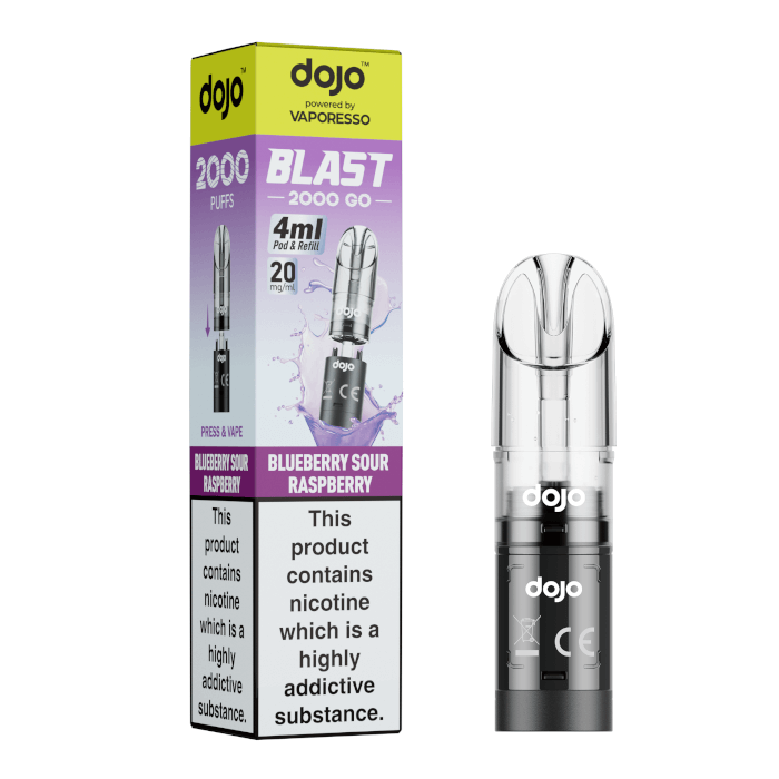DoJo Blast 2000 Go Transparent Pre-filled Pods Blueberry Sour Raspberry