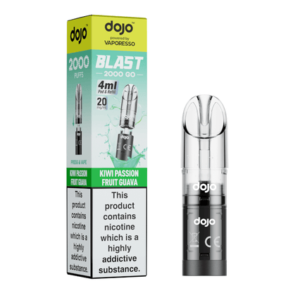 DoJo Blast 2000 Go Transparent Pre-filled Pods Kiwi Passion Fruit Guava