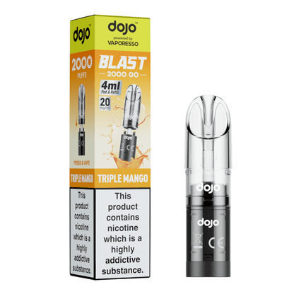 DoJo Blast 2000 Go Transparent Pre-filled Pods Strawberry Raspberry Cherry Ice